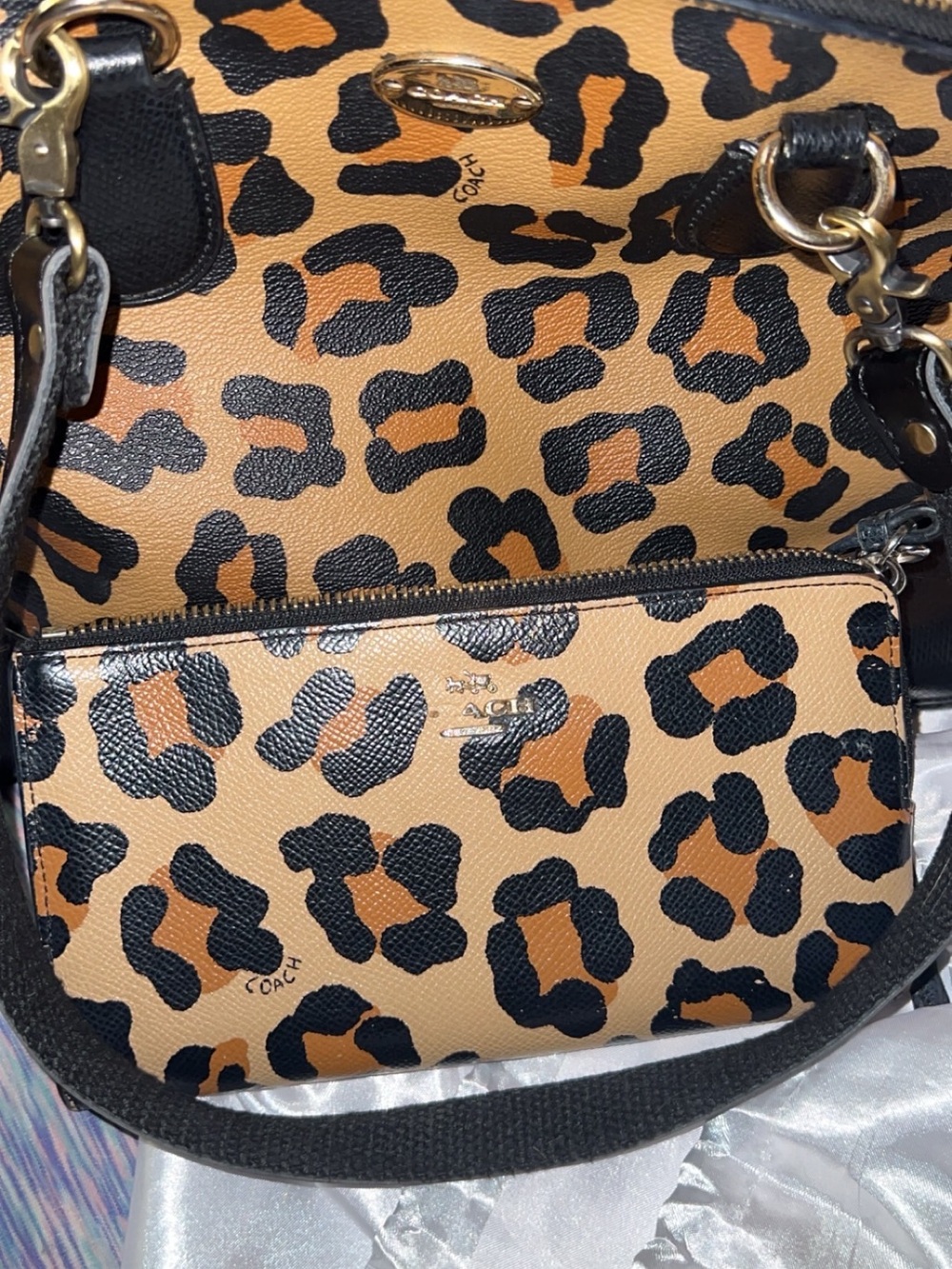 Coach Leopard Print bag with wallet